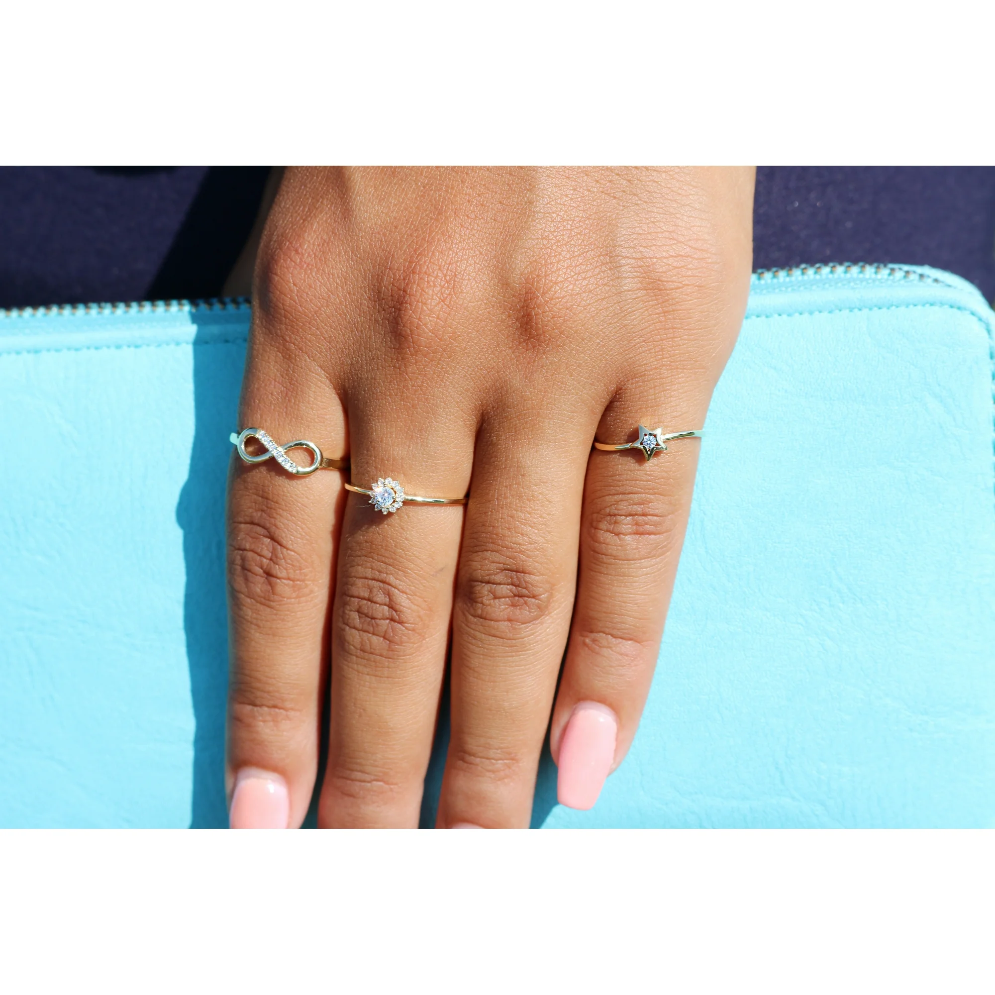 Tilo Jewelry 10K Yellow Gold Infinity Loop Ring with Cubic Zirconia CZ Stones | Size 8 | Women & Unisex - Image 6