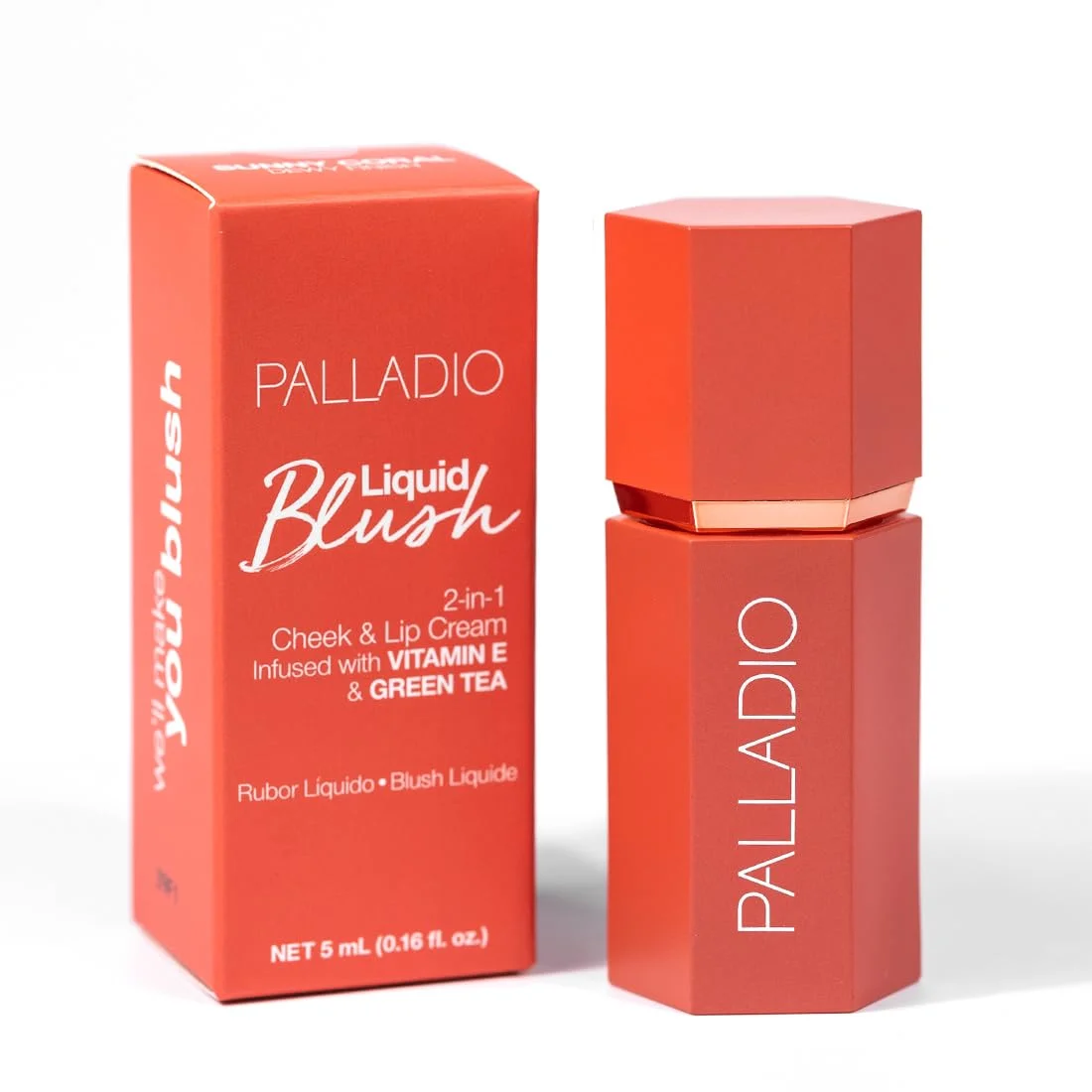 Palladio Liquid Blush for Cheeks & Lips 2-in-1 Makeup Face Blush, Weightless Cream Formula, Smudge Proof Long-Wearing Pigmented Blush, Natural Look Makeup Face Blushes, Dewy Finish, Sunny Coral - Image 3