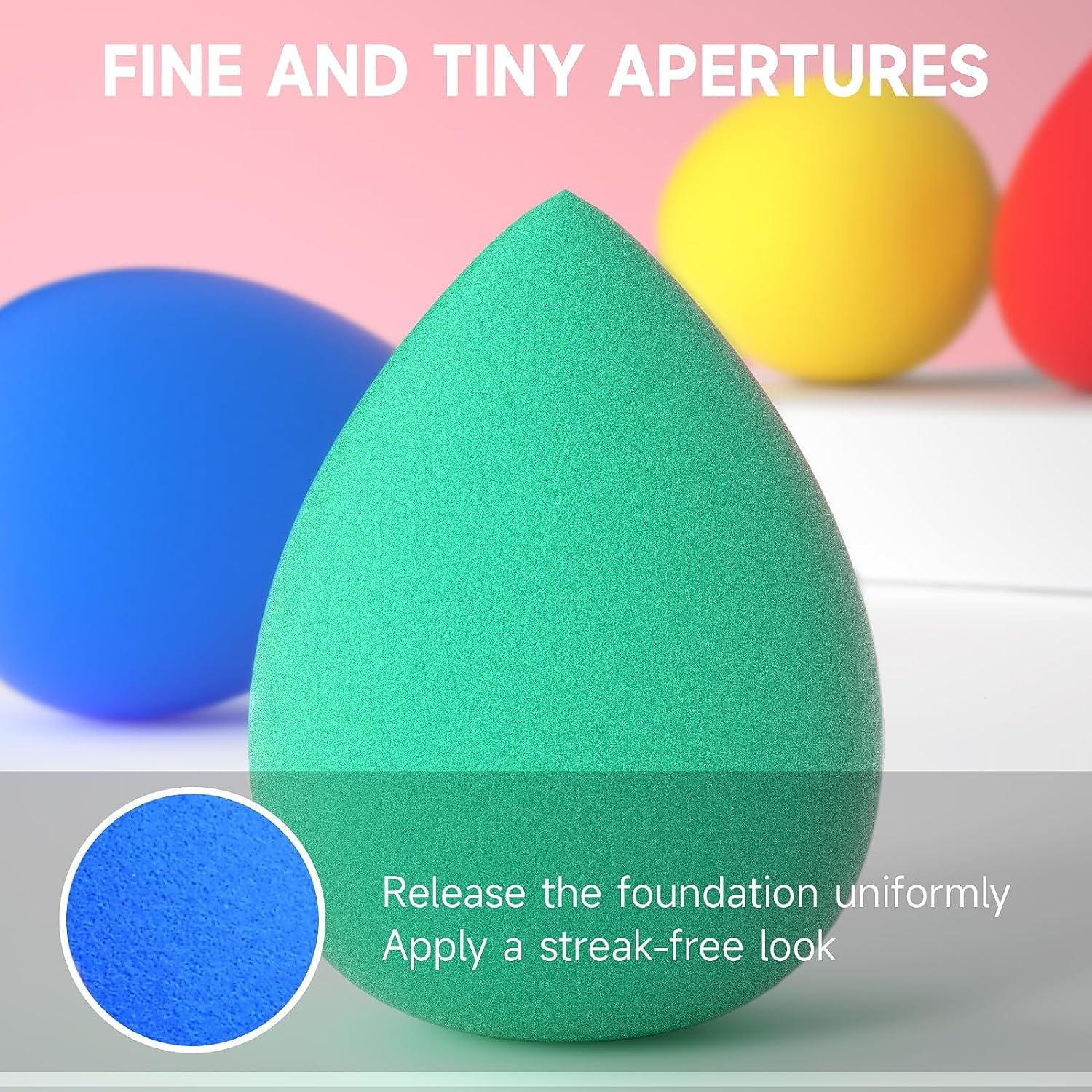 Huauoo 6 Pcs Makeup Sponges Set, Makeup Sponges for Foundation, Latex Free Beauty Sponges, Pink - Image 4