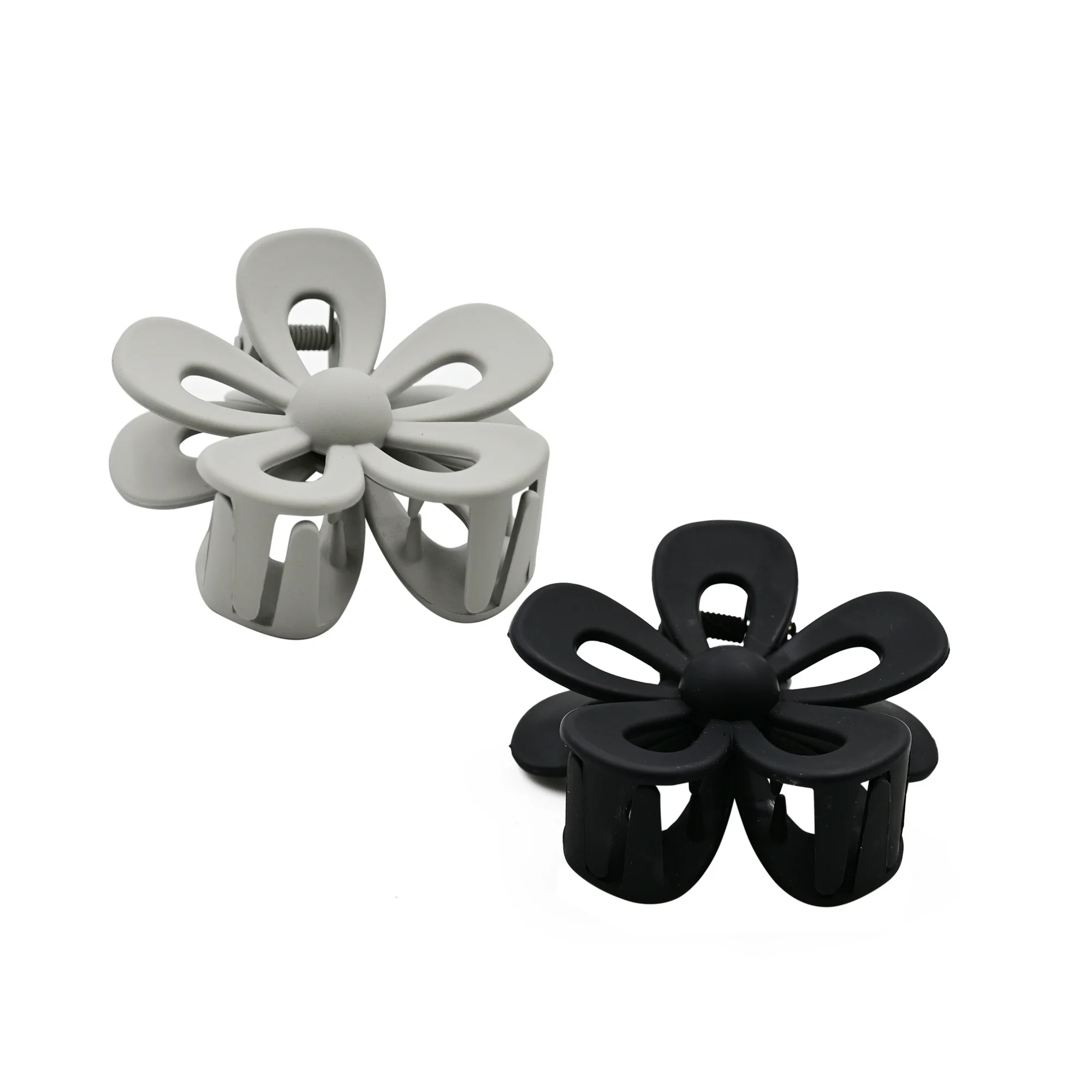 Mane Trend Gray and Black Flower Claw Clips, 2 Pack - Image 4