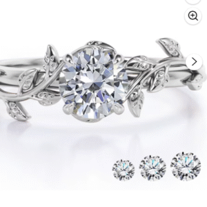 JeenMata 0.50 Carat Round Cut Moissanite Bohemian Engagement Ring - Vintage Moissanite Promise Ring - 18k White Gold Plating for Women