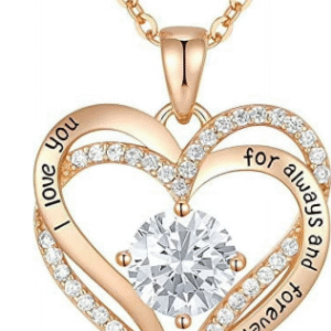 HESHPAWS Love Pendant Necklace with Zirconia Birthstone, Women's Jewelry Gift for Christmas, Birthday, Anniversary