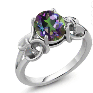 Gem Stone King 2.30 Cttw Mystic Green Topaz Ring for Women | 925 Sterling Silver | Oval 9X7MM | Gemstone Birthstone | Available in Size 5, 6, 7, 8, 9