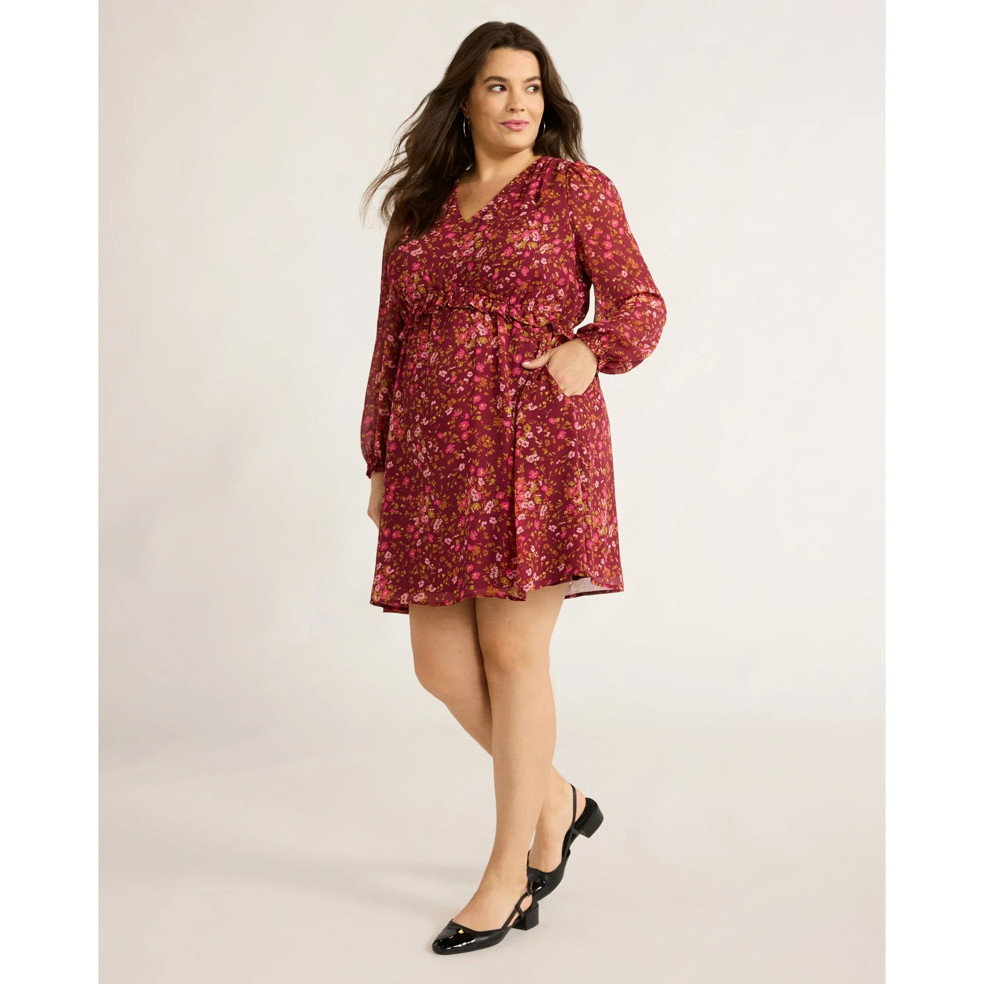 Time and Tru Women's Faux Leather Block Heel Slingbacks - Image 8