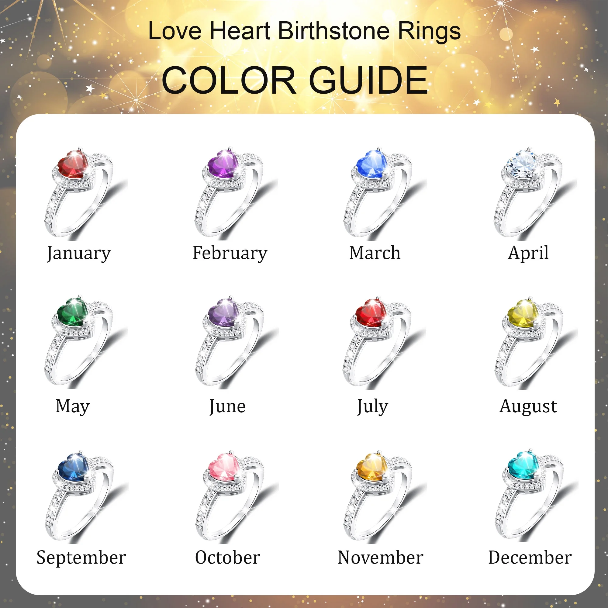 APSVO Love Heart Rings for Women Girls S925 Sterling Silver April Birthstone Ring with CZ Eternity Promise Band Wedding Birthday Christmas Jewelry Gifts Teen Mom Adults Stocking Stuffers for Kids - Image 8