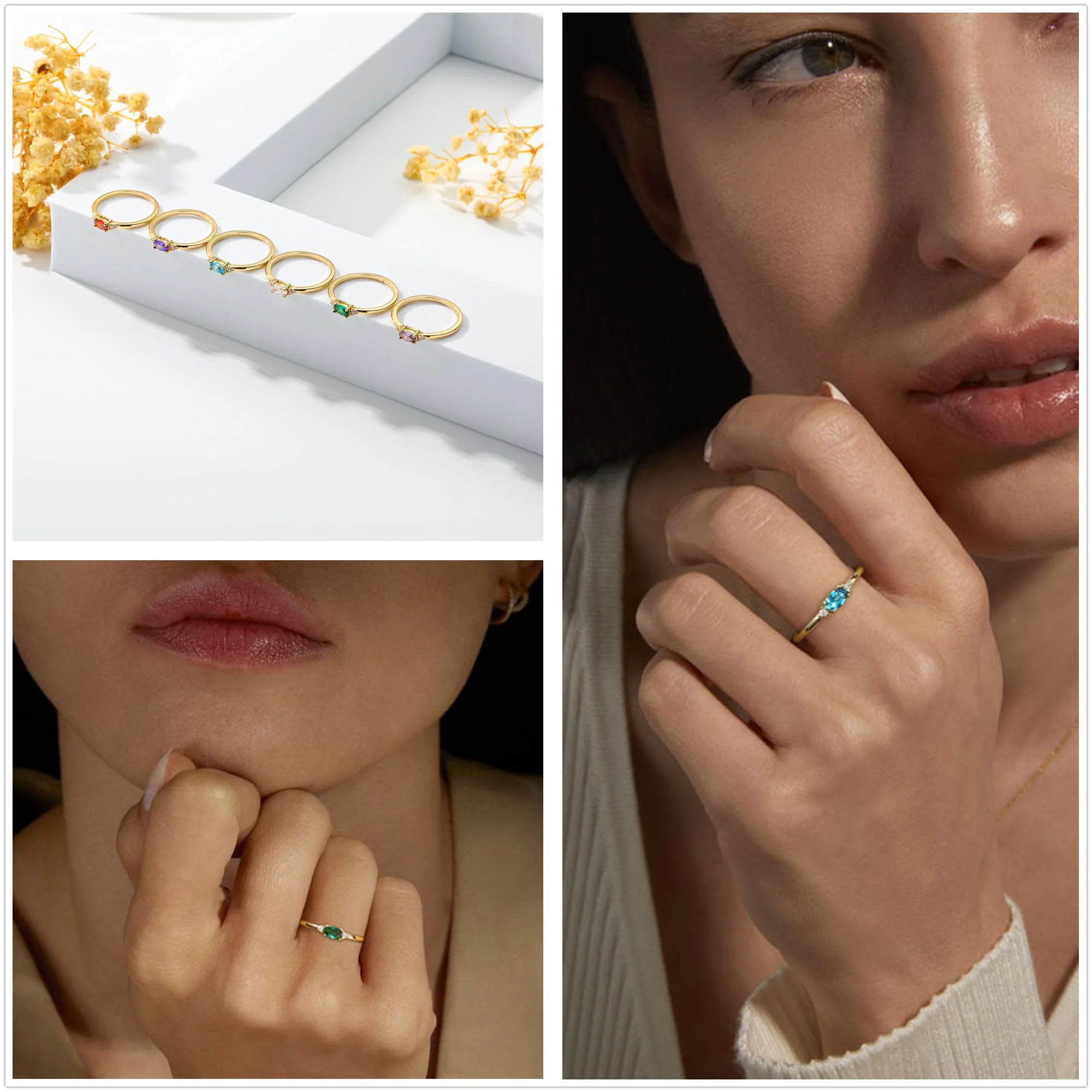 LUNVKY 18K Gold Plated Rings for Women Stackable Non Tarnish Knuckle CZ April Birthstone Ring with CZ Crystal Birthday Christmas Jewelry Gifts Teen Mom Adults Girfriend Stocking Stuffers Age Ideas - Image 5