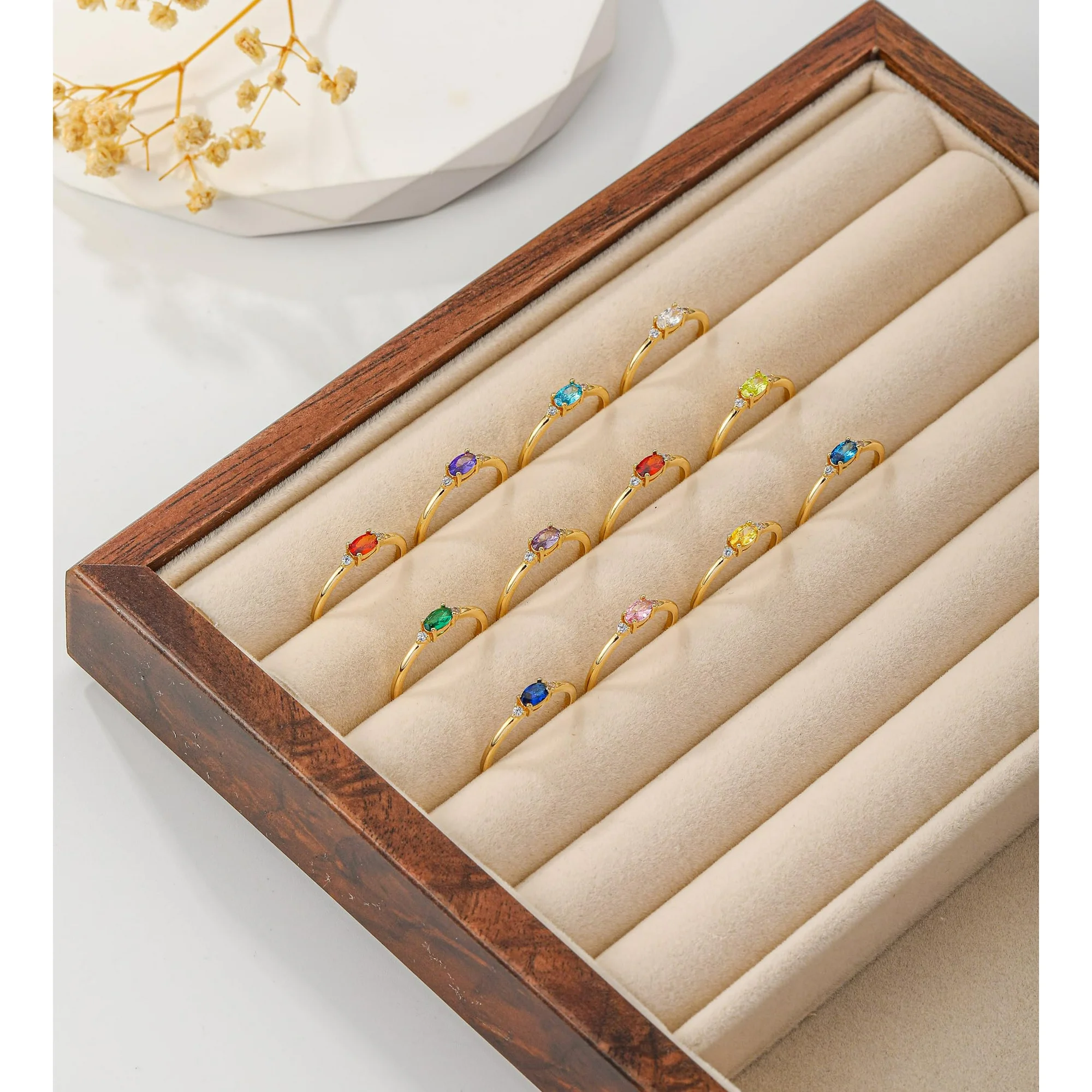 LUNVKY 18K Gold Plated Rings for Women Stackable Non Tarnish Knuckle CZ April Birthstone Ring with CZ Crystal Birthday Christmas Jewelry Gifts Teen Mom Adults Girfriend Stocking Stuffers Age Ideas - Image 4