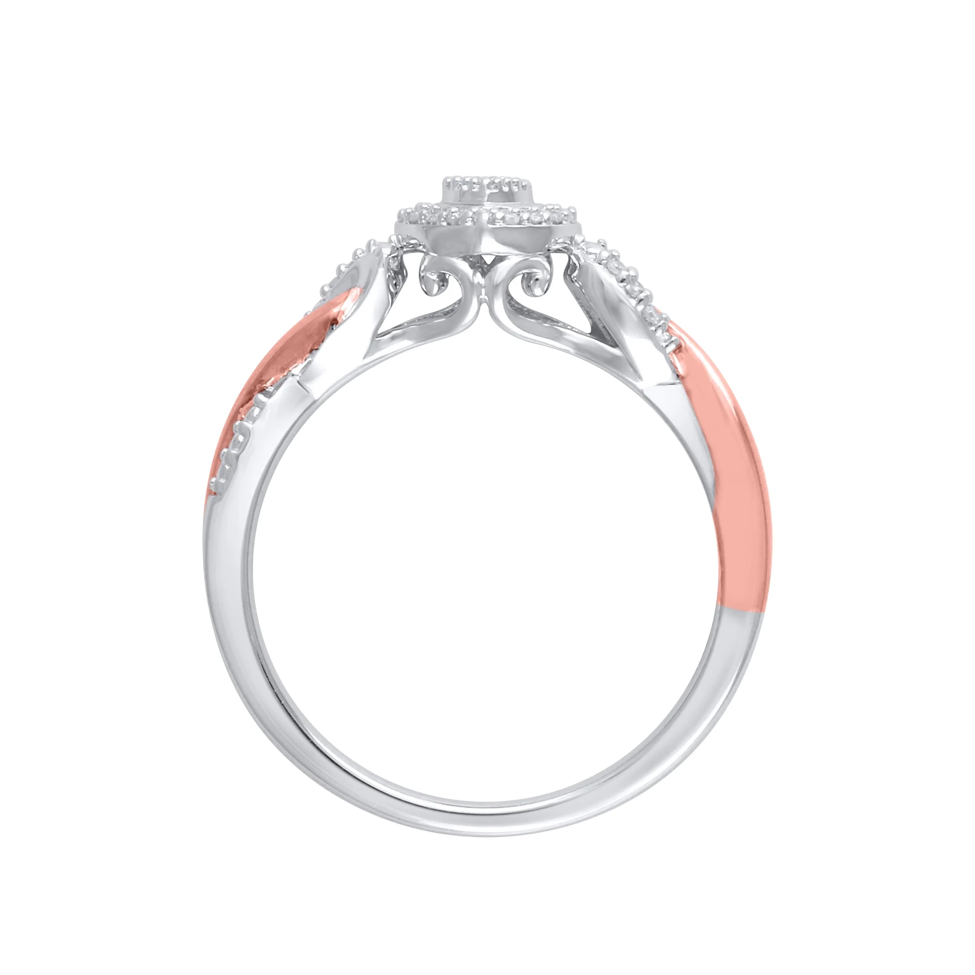 Hold My Hand 1/10 Ct Natural Diamond Promise Heart Ring for Women in 14K Rose Gold Plated - Image 6